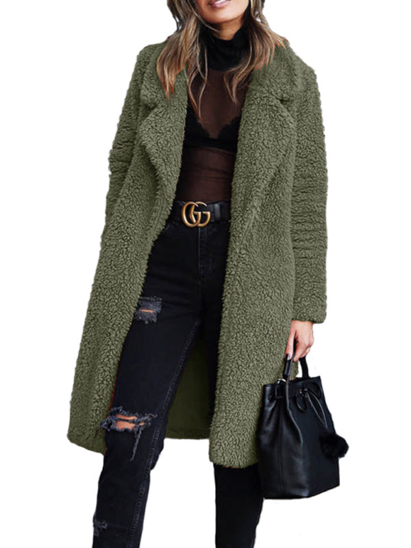 Women's Loose Long-Sleeve Lapel Plush Jacket