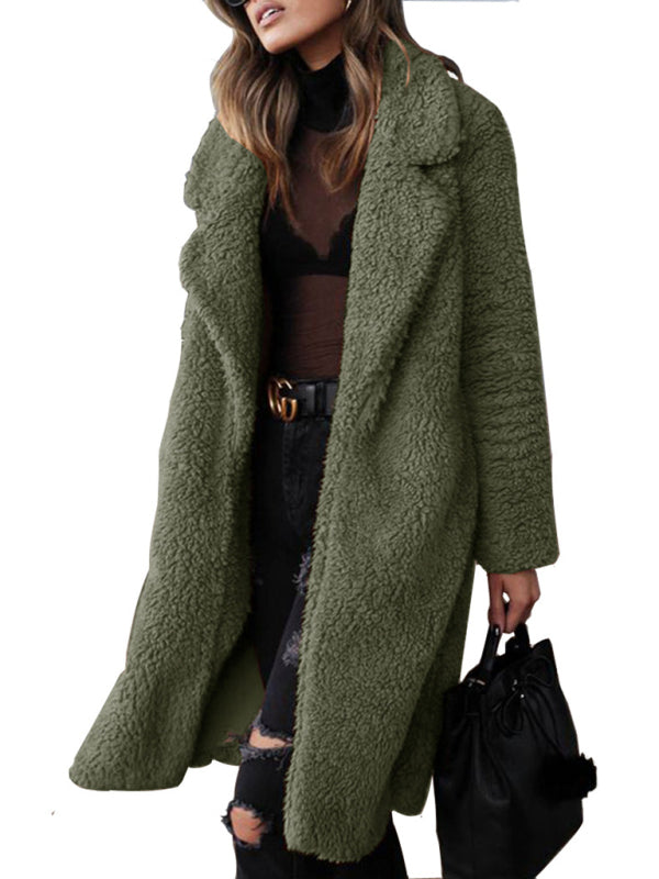 Women's Loose Long-Sleeve Lapel Plush Jacket