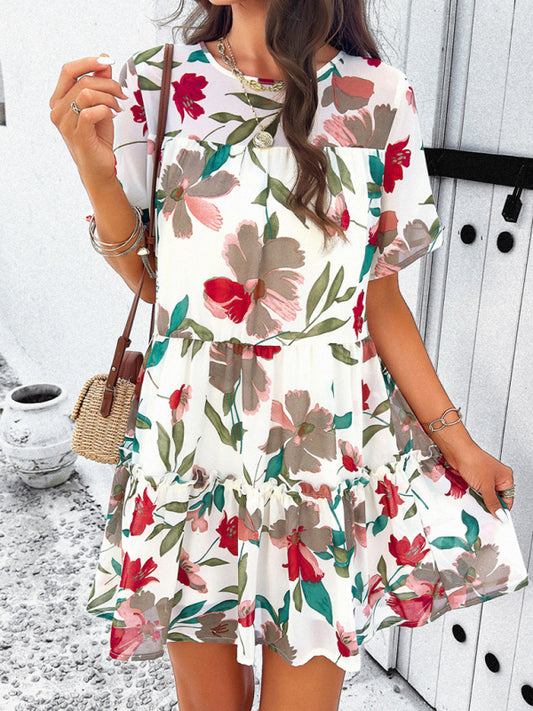 New Casual Printed Short-Sleeve Dress