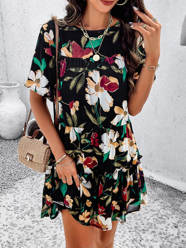 New Casual Printed Short-Sleeve Dress