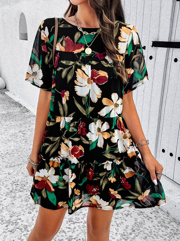 New Casual Printed Short-Sleeve Dress