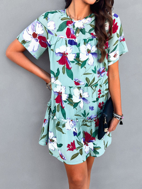 New Casual Printed Short-Sleeve Dress