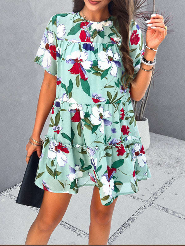 New Casual Printed Short-Sleeve Dress