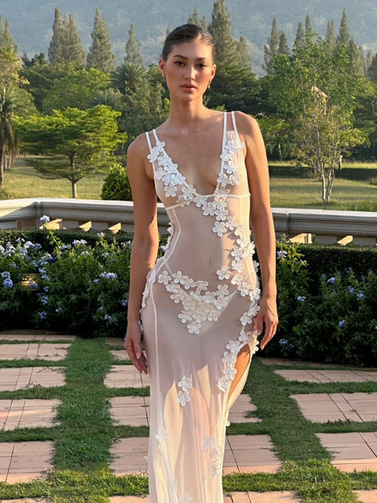 V-Neck Lace Splicing Sleeveless Dress