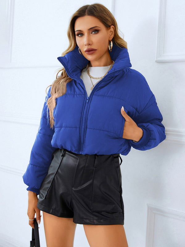 Women's Warm Stand -Collar Zipper Quilted Short Jacket