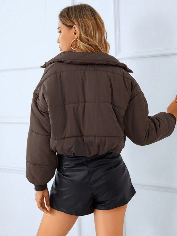 Women's Warm Stand -Collar Zipper Quilted Short Jacket