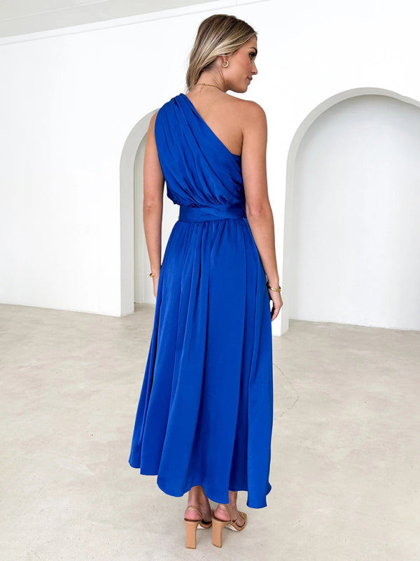 One-Shoulder Slim-Waist Strapless Backless Long Dress