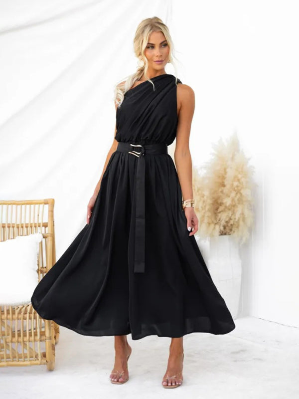 One-Shoulder Slim-Waist Strapless Backless Long Dress