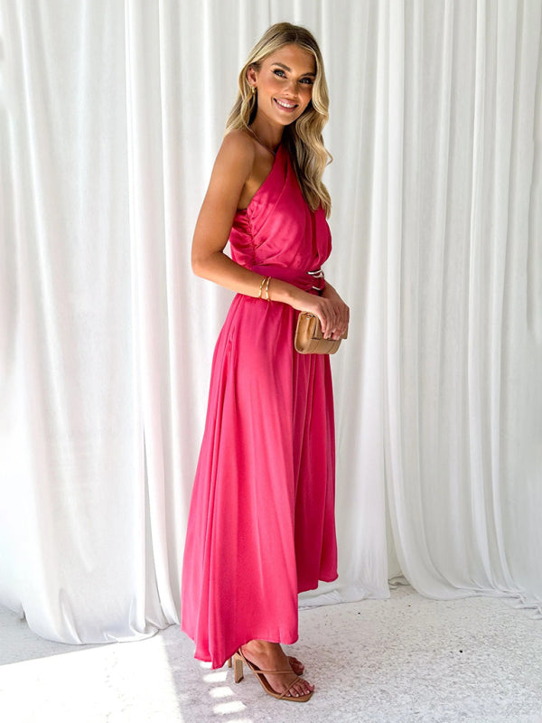 One-Shoulder Slim-Waist Strapless Backless Long Dress