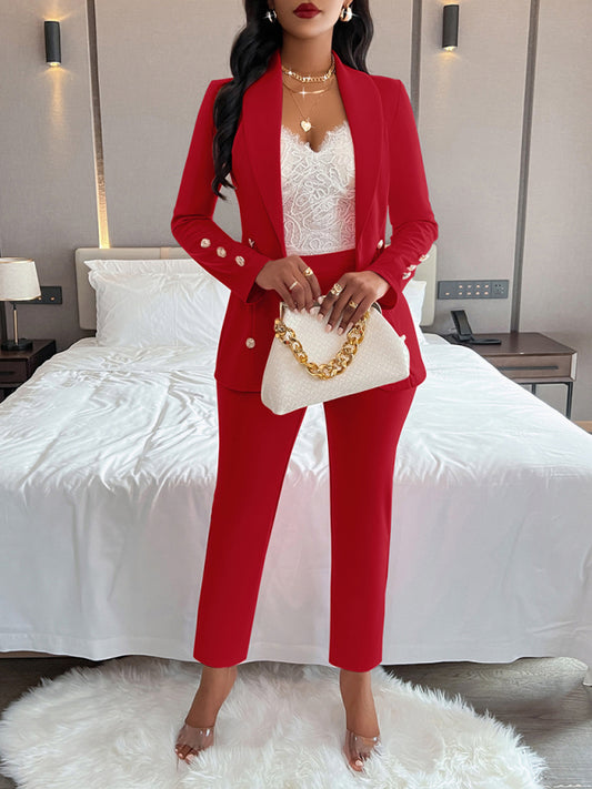 Women's  Double-Breasted Casual Suit