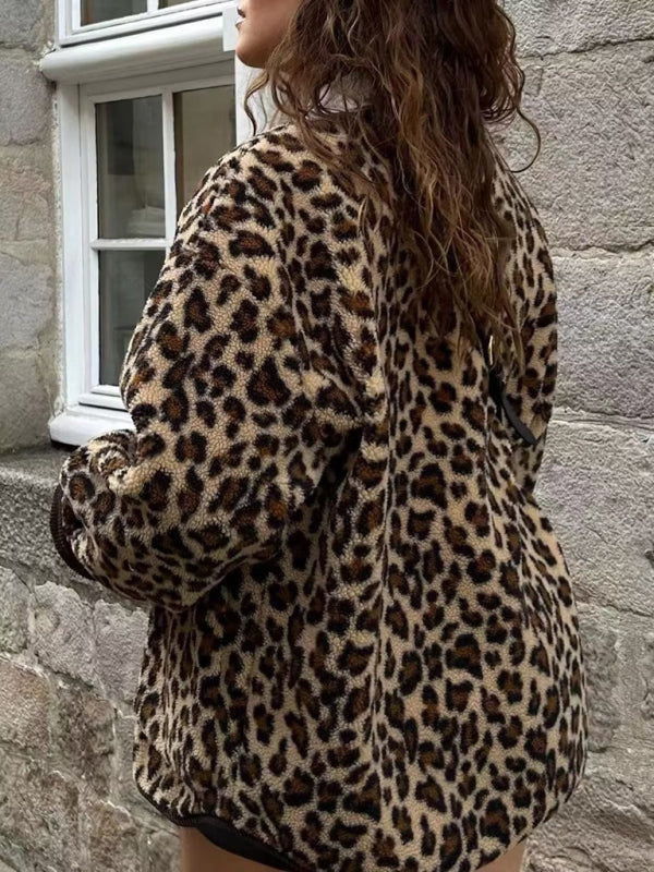 New Leopard Print Casual Loose Long-Sleeve Jacket