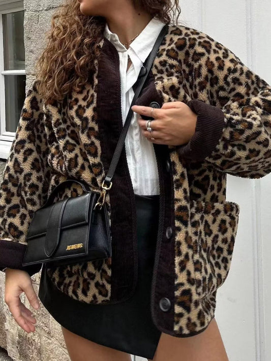 New Leopard Print Casual Loose Long-Sleeve Jacket