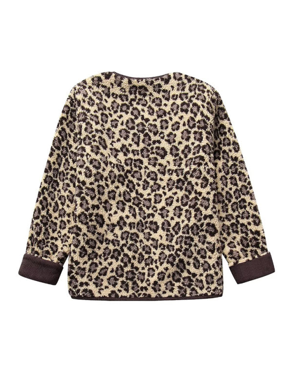 New Leopard Print Casual Loose Long-Sleeve Jacket