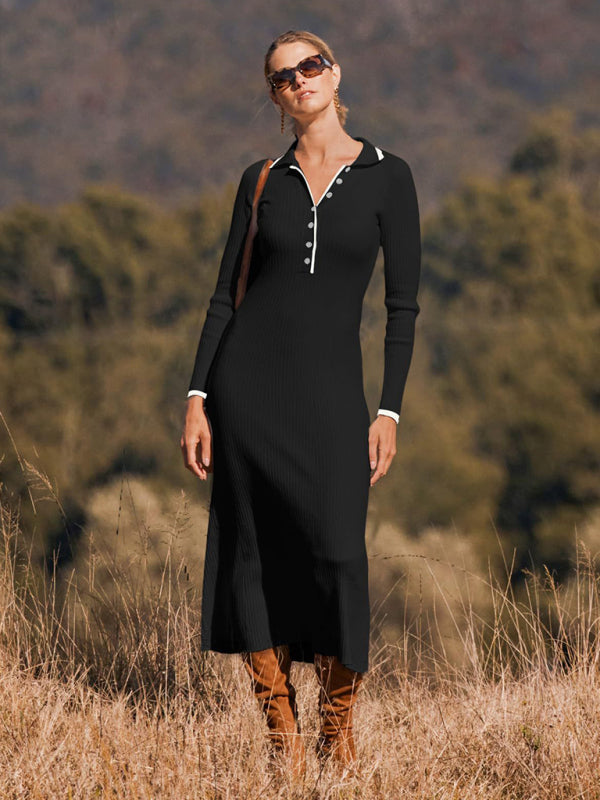 Slim-Fit Hip-Hugging Long-Sleeved Dress