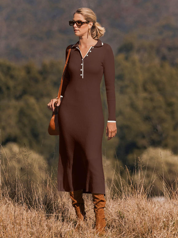 Slim-Fit Hip-Hugging Long-Sleeved Dress