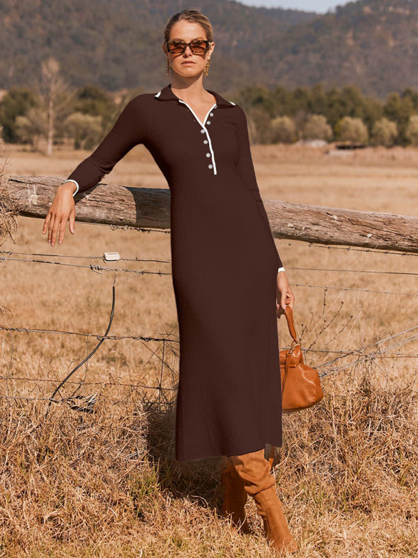 Slim-Fit Hip-Hugging Long-Sleeved Dress