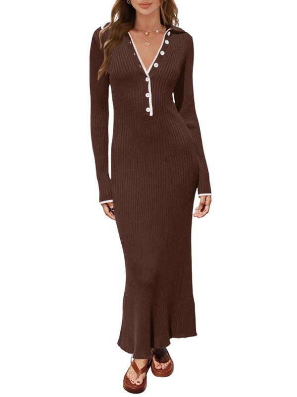 Slim-Fit Hip-Hugging Long-Sleeved Dress