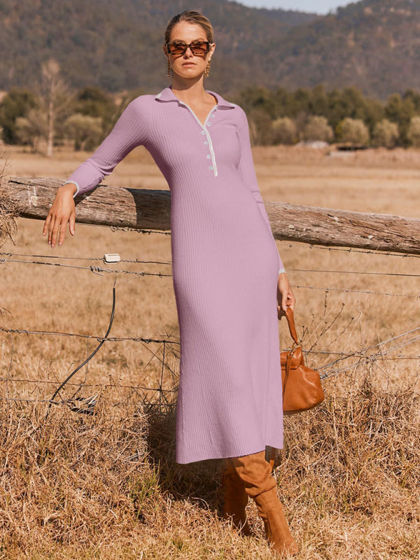 Slim-Fit Hip-Hugging Long-Sleeved Dress