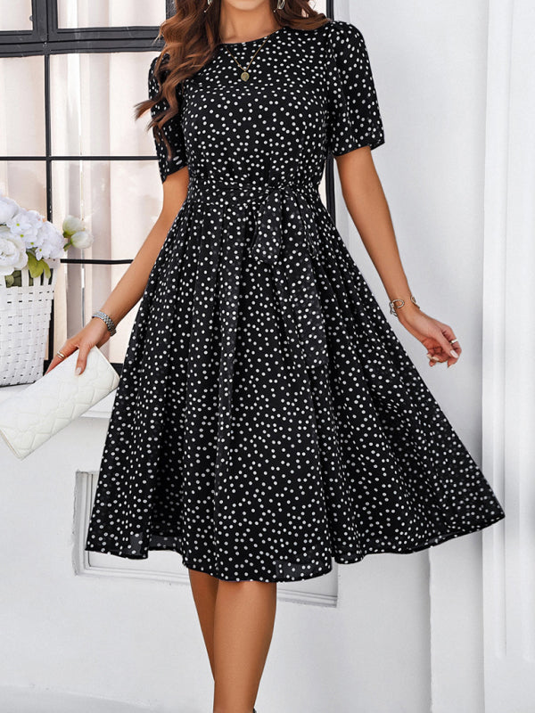 Strappy Polka Dot Print Drress