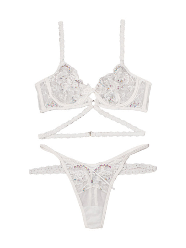 Lace Three-Piece Lingerie Set With Underwire