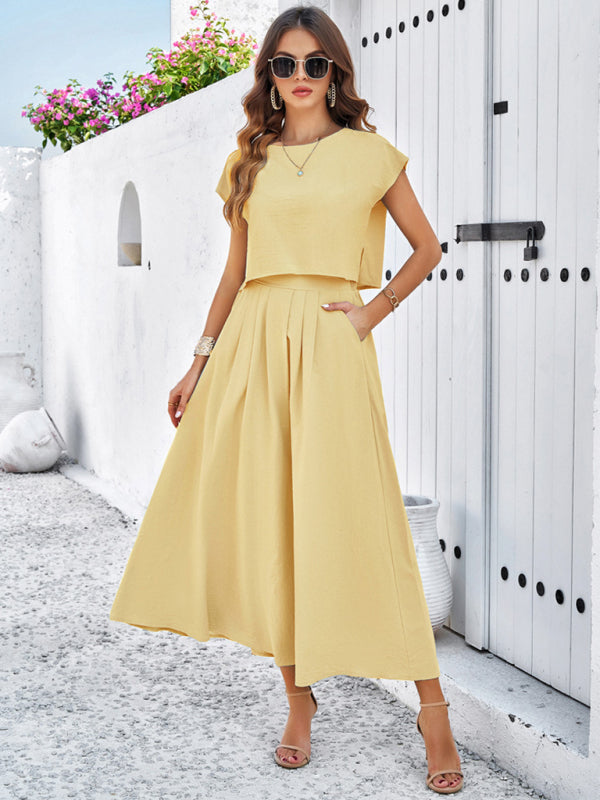 Casual Sleeveless Top & Long Skirt Outfit