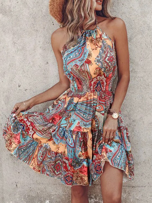 New Fashion Off-Shoulder Halter-Neck Mini Dress