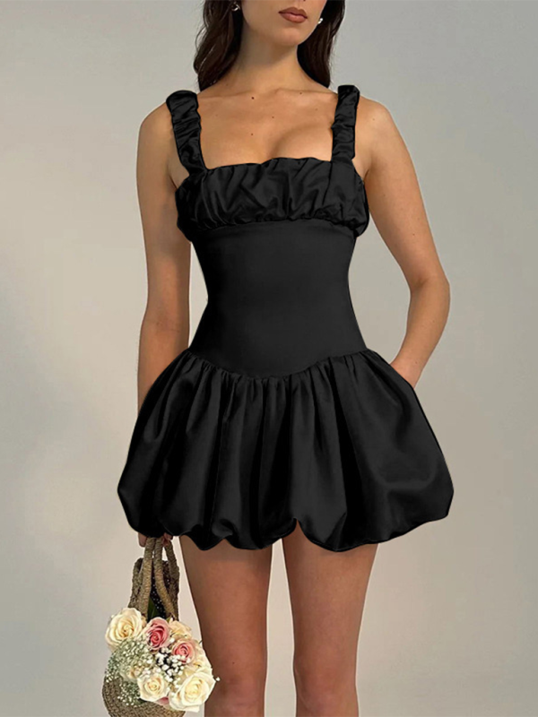 New-Style Suspender Fashion Gathered Puffy Dress