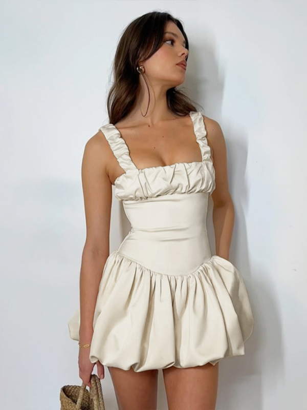 New-Style Suspender Fashion Gathered Puffy Dress