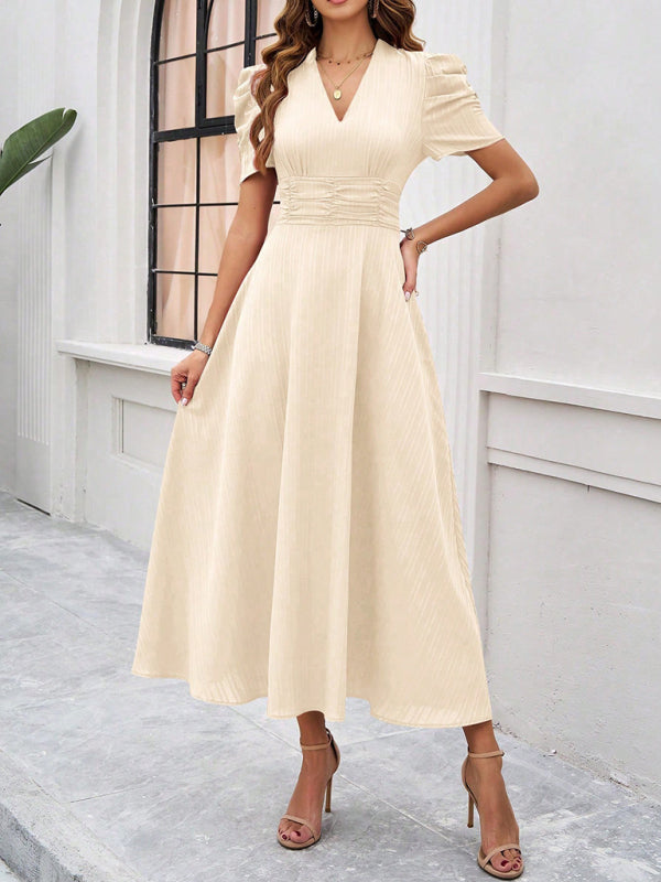 Elegant Solid-Colour Midi Dress