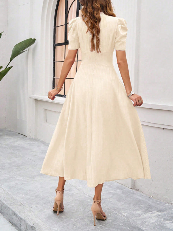 Elegant Solid-Colour Midi Dress