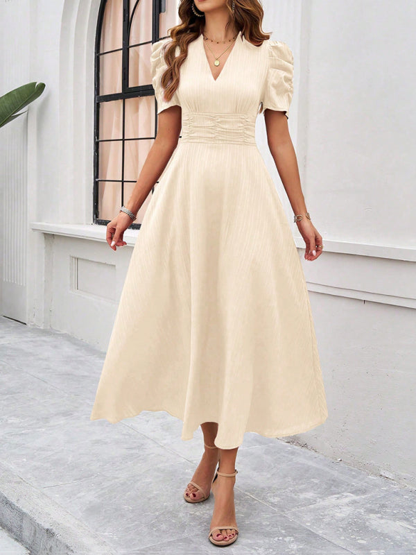 Elegant Solid-Colour Midi Dress