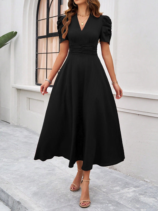 Elegant Solid-Colour Midi Dress