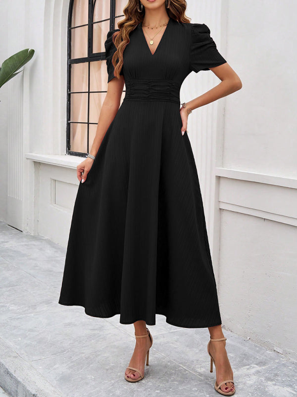 Elegant Solid-Colour Midi Dress