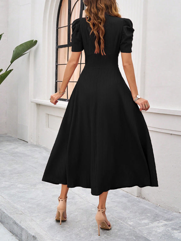 Elegant Solid-Colour Midi Dress