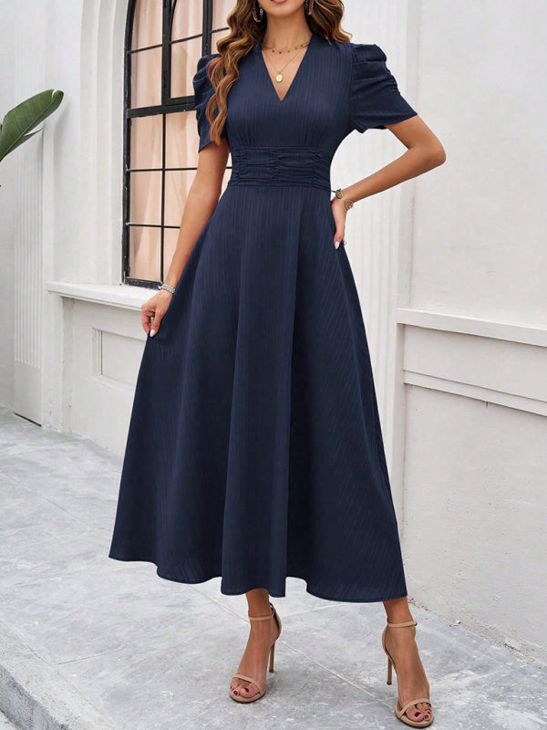 Elegant Solid-Colour Midi Dress