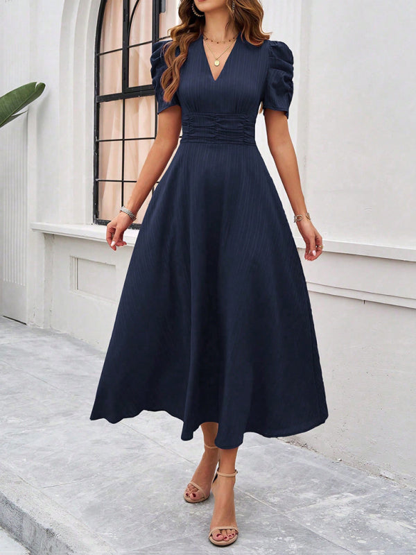 Elegant Solid-Colour Midi Dress