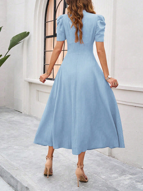 Elegant Solid-Colour Midi Dress