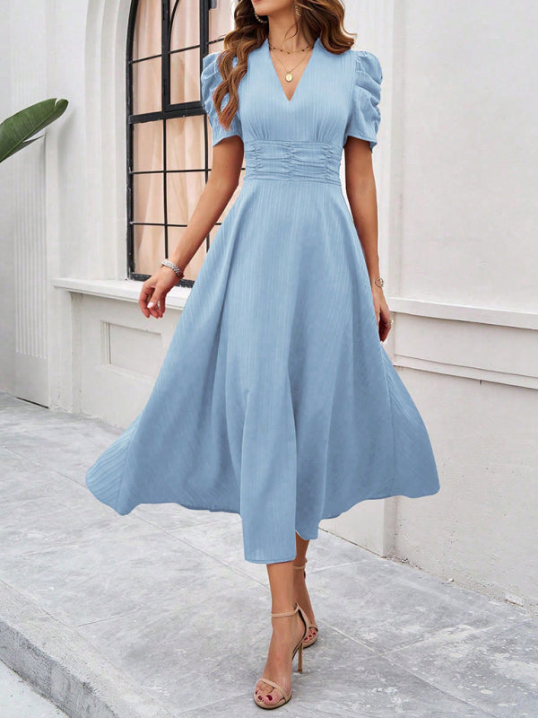 Elegant Solid-Colour Midi Dress