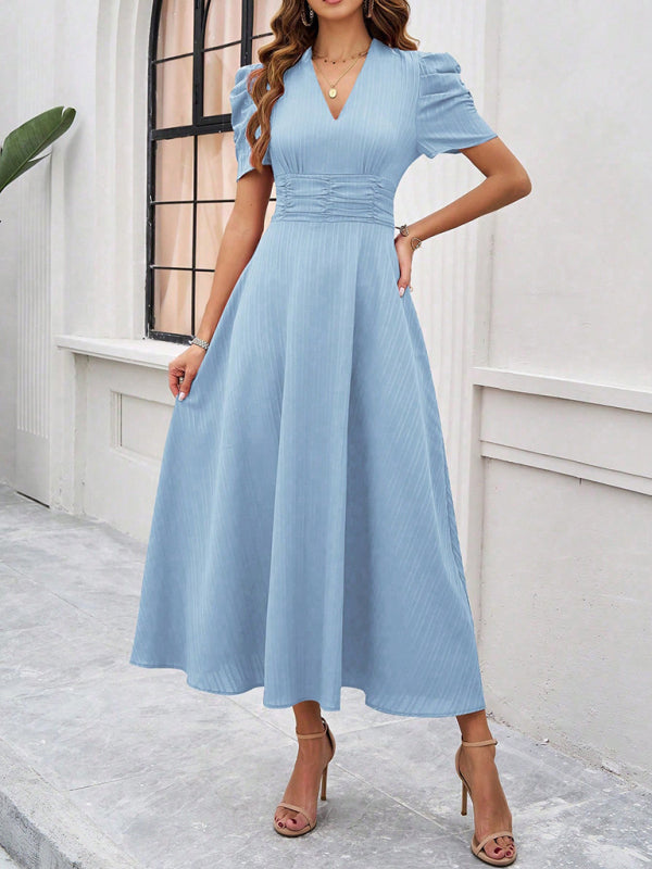 Elegant Solid-Colour Midi Dress