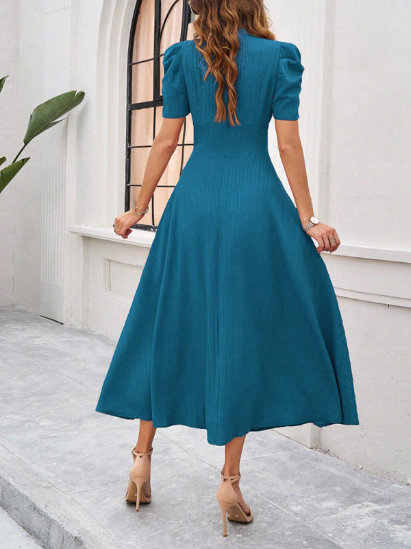 Elegant Solid-Colour Midi Dress