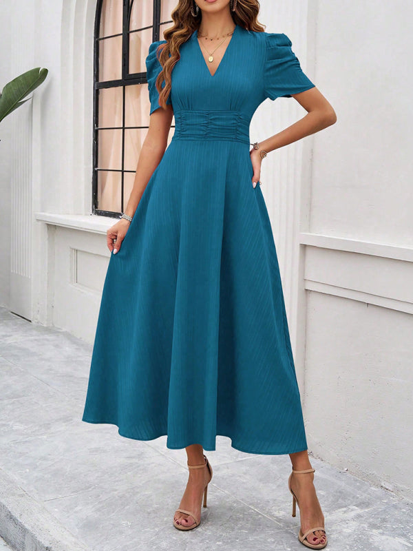 Elegant Solid-Colour Midi Dress