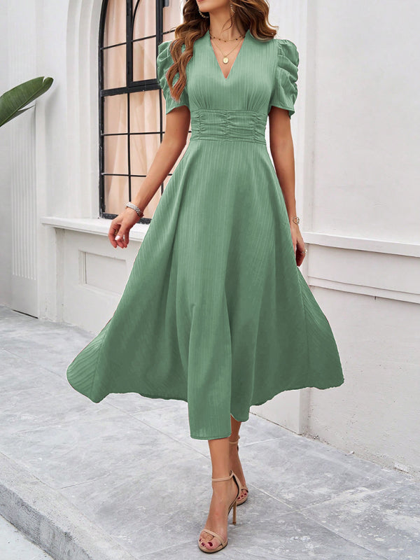 Elegant Solid-Colour Midi Dress