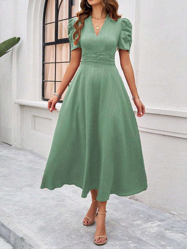 Elegant Solid-Colour Midi Dress