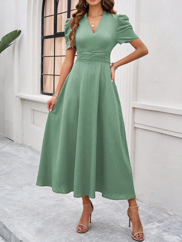 Elegant Solid-Colour Midi Dress