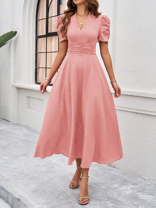 Elegant Solid-Colour Midi Dress