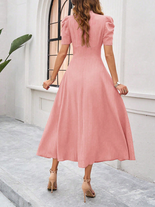 Elegant Solid-Colour Midi Dress