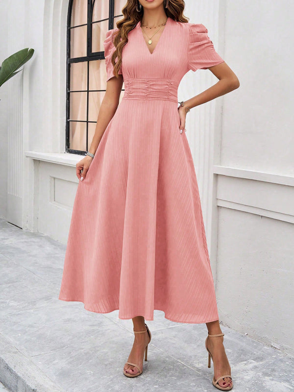 Elegant Solid-Colour Midi Dress