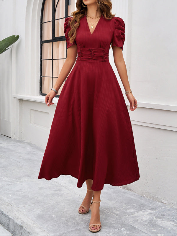 Elegant Solid-Colour Midi Dress