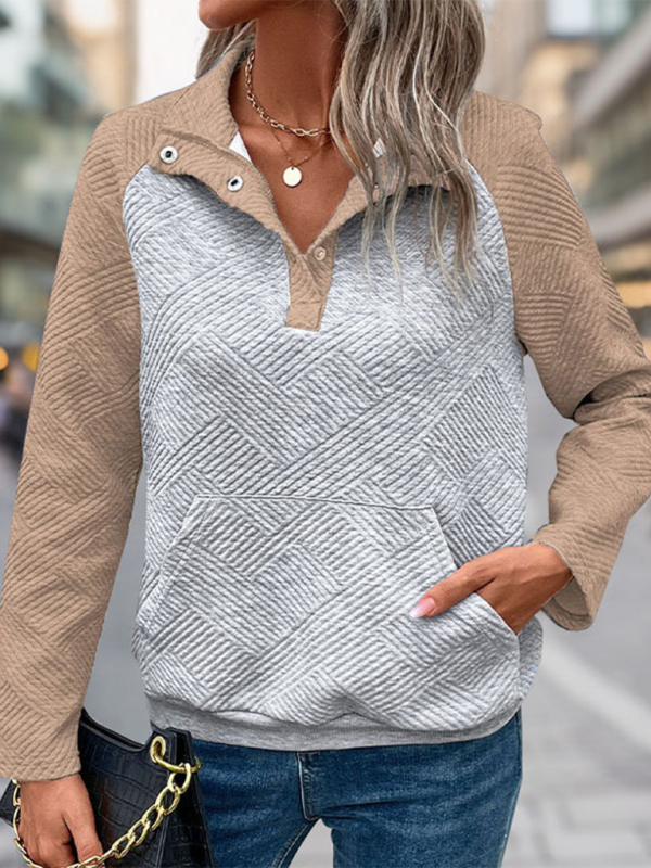 Comfy Casual  V-Neck Stand-Collar Sweatshirt