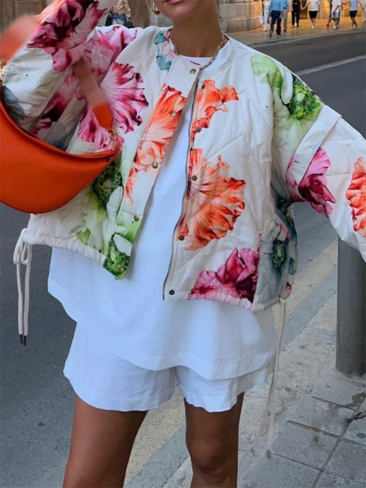 Floral Print Long-Sleeve Jacket